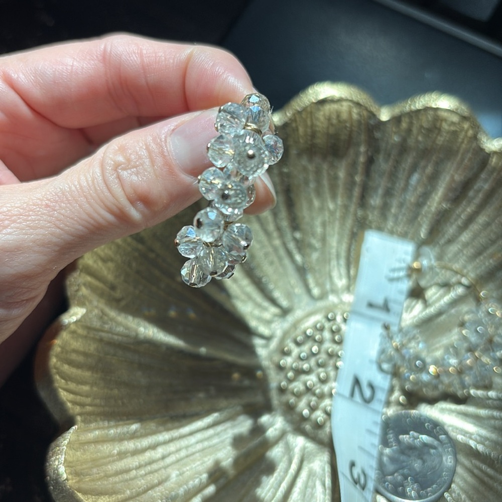 Crystal Cluster Gold tone Hoop Earrings - Picture 4 of 5
